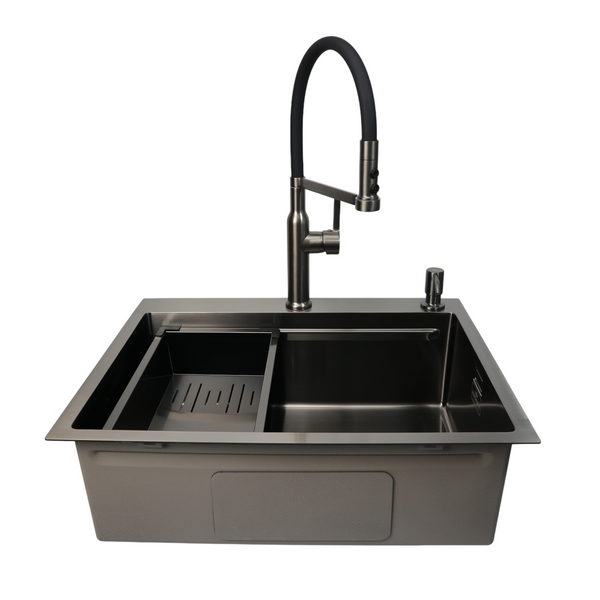 Комплект кухонной мойки 63х50HM PVD Pllen&oacute; Lazio ST07 Grafite SL43327 фото