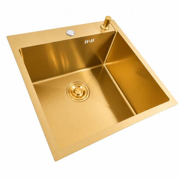 Комплект кухонної мийки Platinum 50*50 PVD ST4314 Gold SL2756 фото