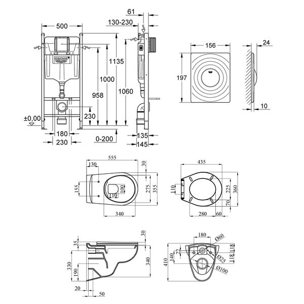 Комплект унітаза з інсталяцією 4 в 1 Grohe Solido Surf UA38971574A CV032250 фото