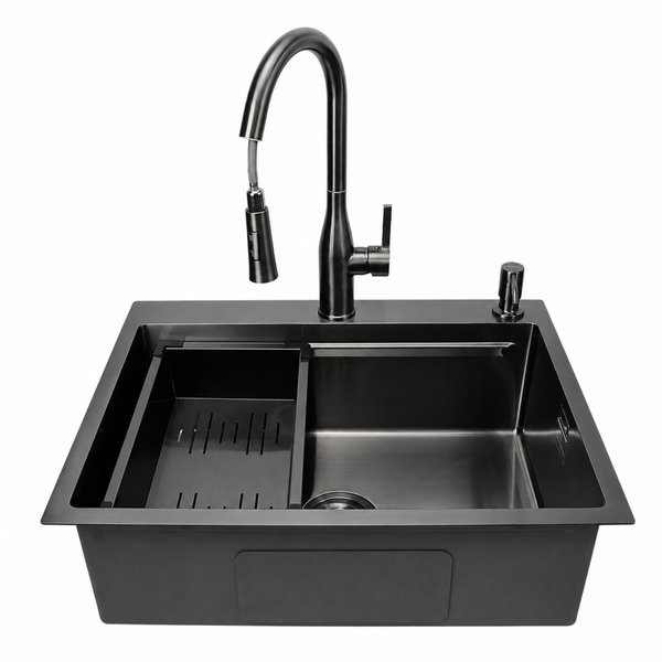 Комплект кухонной мойки 63х50HM PVD Pllen&oacute; Lazio ST08 Grafite SL43881 фото