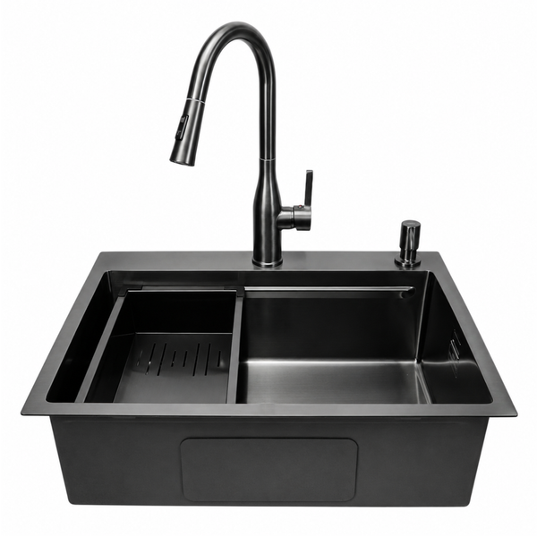 Комплект кухонной мойки 63х50HM PVD Pllen&oacute; Lazio ST08 Grafite SL43881 фото
