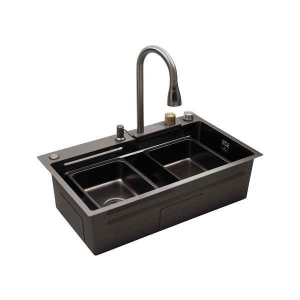Кухонна мийка Kroner KRP Schwarze - SET7545HM PVD (3.0/0.8 мм) CV033382 фото