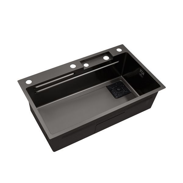Кухонна мийка Kroner KRP Schwarze - SET7545HM PVD (3.0/0.8 мм) CV033382 фото