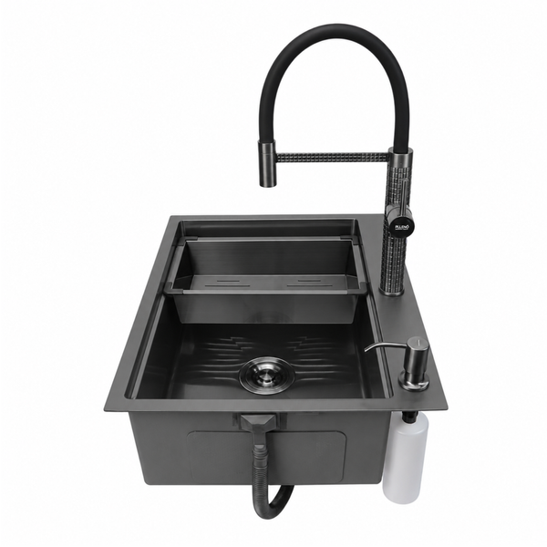 Комплект кухонной мойки 63х50HM PVD Pllen&oacute; Lazio ST05 Grafite SL33894 фото
