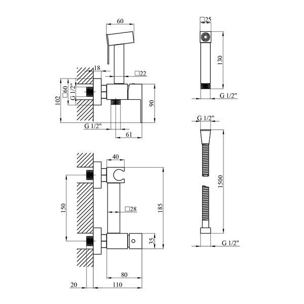 Набір 3 в 1 для ванної кімнати Kroner KRP SCH010-3 Edelstahl Kubus - SCH082 SS23579 фото