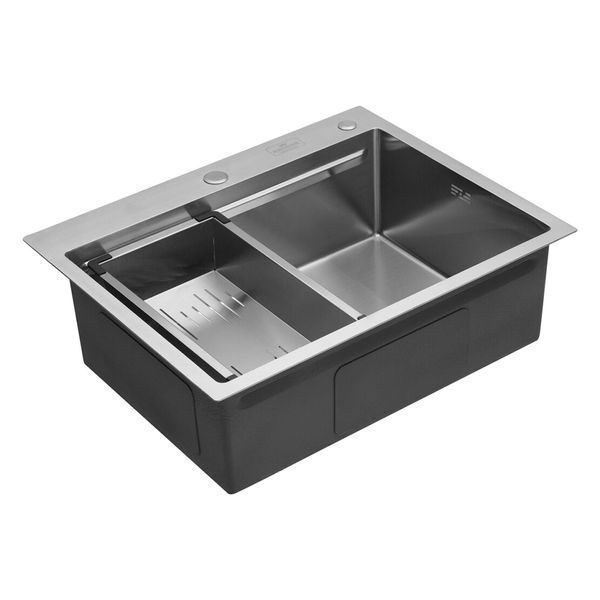 Комплект кухонной мойки Kroner KRP Geb&uuml;rstet 63х50HM ST16 WHI SL43417 фото