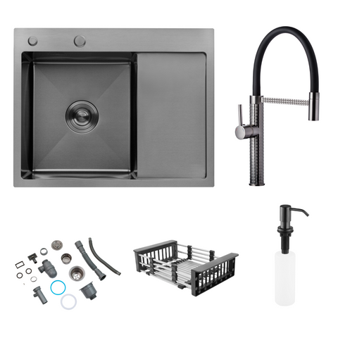 Комплект кухонной мойки KRP Schwarze - 6350LHM PVD ST4305 ST81761 фото