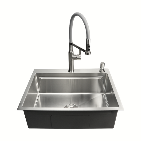Комплект кухонной мойки Kroner KRP Geb&uuml;rstet 63х50HM ST17 GRA SL43730 фото