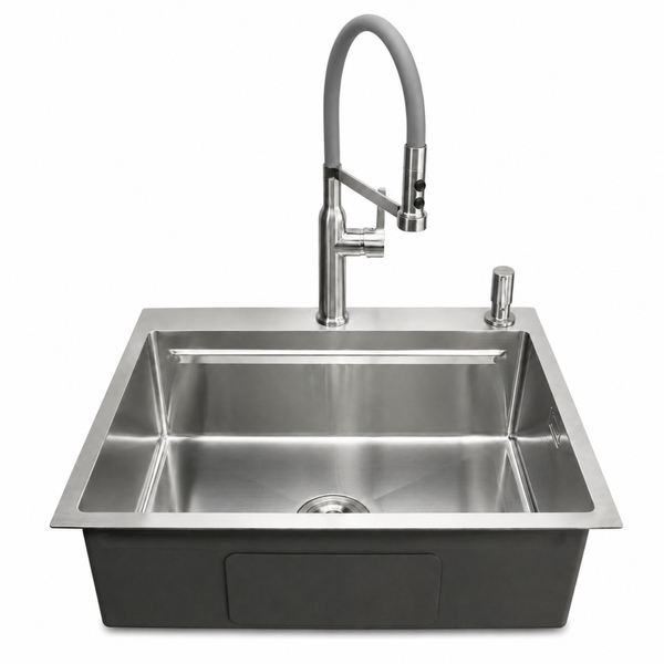 Комплект кухонної мийки Kroner KRP Geb&uuml;rstet 63х50HM ST17 GRA SL43730 фото