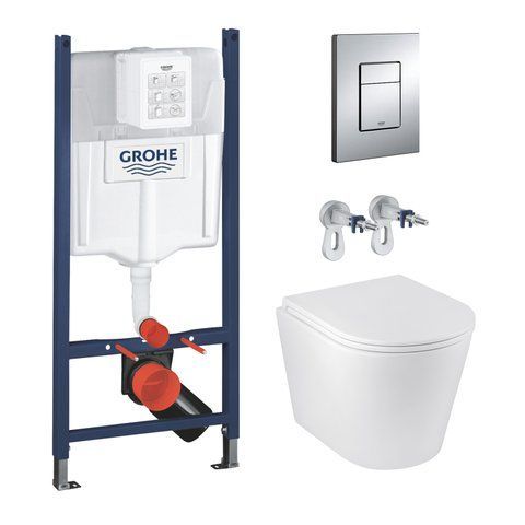 Комплект 4 в 1: Інсталяція GROHE Solido 3 в 1 3884966Q + Унітаз безобідковий Kroner Armada WHI513636 RIMLESS з сидінням Slim Duroplast / Soft-close / Quick relase KA513636WHIR (3884966KA513636) CV033599 фото