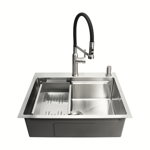 Комплект кухонной мойки Kroner KRP Geb&uuml;rstet 63х50HM ST04 BLK SL43711 фото