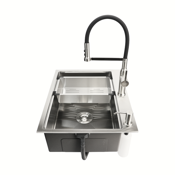 Комплект кухонної мийки Kroner KRP Geb&uuml;rstet 63х50HM ST04 BLK SL43711 фото