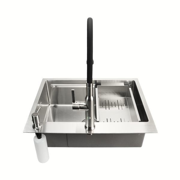 Комплект кухонної мийки Kroner KRP Geb&uuml;rstet 63х50HM ST04 BLK SL43711 фото