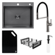 Комплект кухонной мойки Kroner KRP Schwarze 60х50HM PVD Kitchen Line Grafite SL43844 фото 1