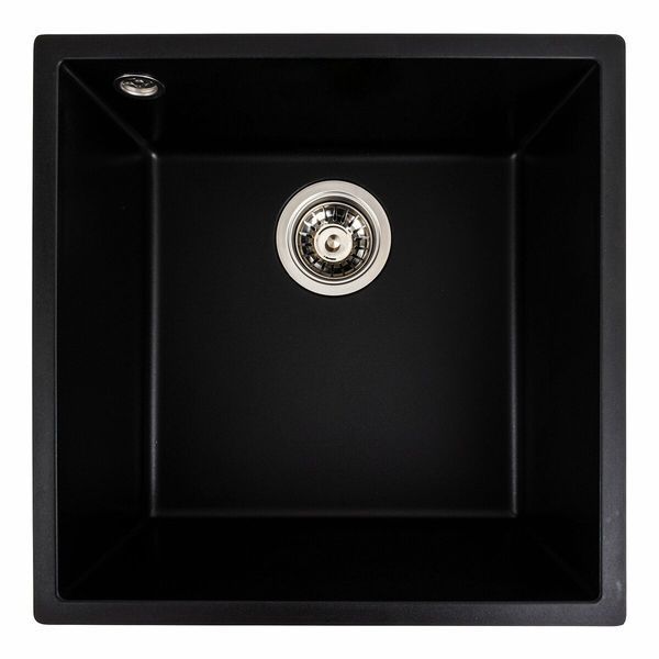 Комплект кухонної мийки Platinum 4040 RUBA матовий чорний pl74599 фото