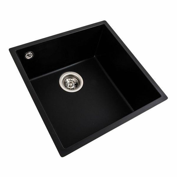 Комплект кухонної мийки Platinum 4040 RUBA матовий чорний pl74599 фото