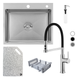 Комплект кухонної мийки Kroner KRP Geb&uuml;rstet 60х50HM Pllen&oacute; BLK04 Kitchen Line SL94470 фото 1