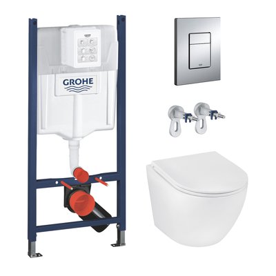 Комплект 4 в 1: Інсталяція GROHE Rapid SL 3 в 1 3884966Q + Унітаз безободковий Kroner Harz WHI493736 RIMLESS з сидінням Slim Duroplast/Soft-close/S Quick relase KH493736WHIR (3884966KH493736) CV033601 фото