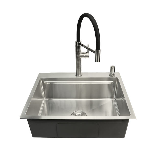 Комплект кухонної мийки Kroner KRP Geb&uuml;rstet 63х50HM ST15 BLK SL43832 фото