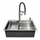 Комплект кухонной мойки Kroner KRP Geb&uuml;rstet 63х50HM ST15 BLK SL43832 фото 4