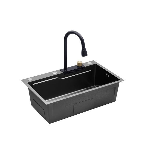 Комплект кухонної мийки Kroner KRP Schwarze - SET7546HM PVD ST02277 фото
