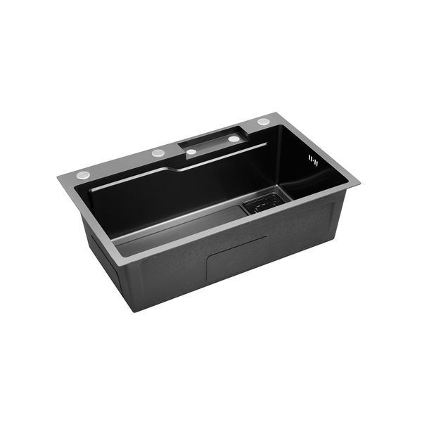 Комплект кухонної мийки Kroner KRP Schwarze - SET7546HM PVD ST02277 фото