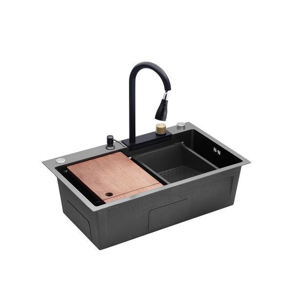 Комплект кухонної мийки Kroner KRP Schwarze - SET7546HM PVD ST02277 фото