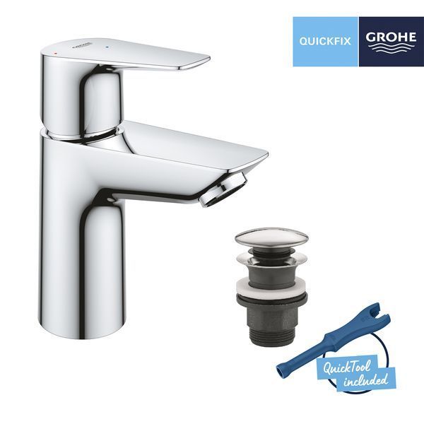 Набір змішувачів Grohe Quickfix термостат для душу з душовим гарнітуром Precision Flow THM та змішувач для раковини StartEdge S-Size UA202503TE CV030628 фото