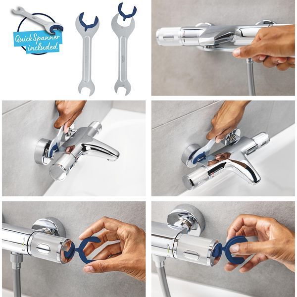 Набір змішувачів Grohe Quickfix термостат для душу з душовим гарнітуром Precision Flow THM та змішувач для раковини StartEdge S-Size UA202503TE CV030628 фото