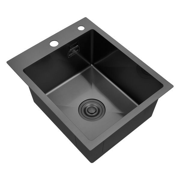 Комплект кухонной мойки Kroner KRP Schwarze 40х50HM PVD ST19 nero SL43721 фото