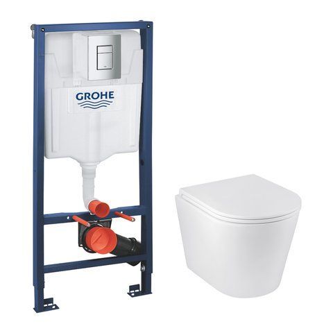 Комплект 4 в 1: Інсталяція Grohe Rapid SL 3 в 1 38772001 + Унітаз безобідковий Kroner Armada WHI513636 RIMLESS з сидінням Slim Duroplast / Soft-close / Quick relase (38772001KA513636) CV033815 фото