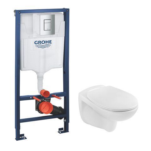 Комплект 4 в 1: Інсталяція Grohe Rapid SL 3 в 1 38772001 + Унітаз безободковий Kroner A534UF Rimless з сидінням Slim Duroplast / Soft-close / Quick relase (38772A534UF) CV033814 фото