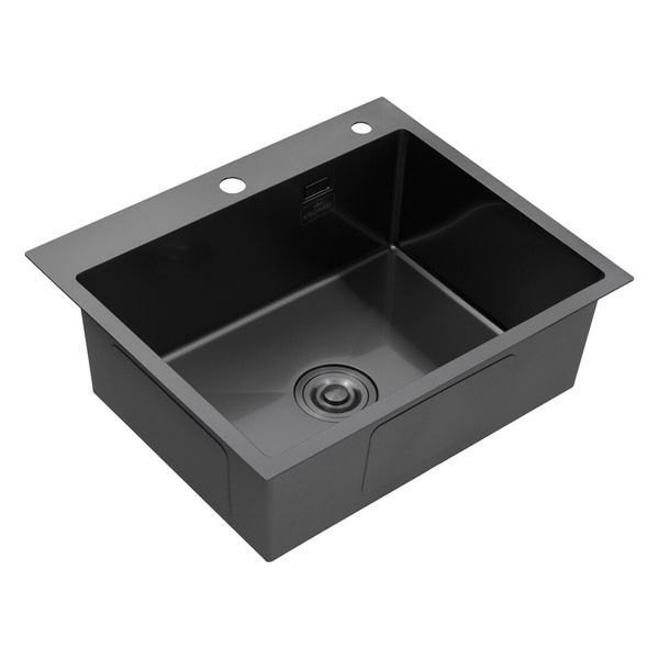 Комплект кухонної мийки Kroner KRP Schwarze 60х50HM PVD ST06 nero SL43758 фото