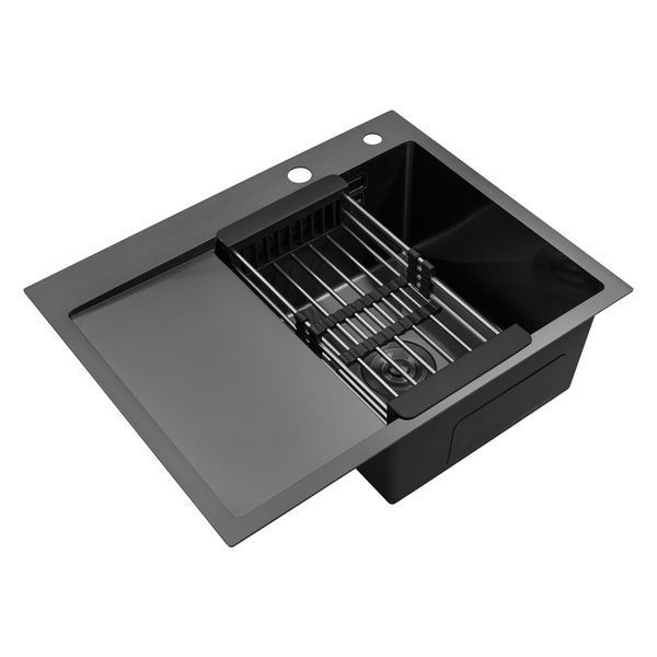 Комплект кухонної мийки Kroner KRP Schwarze 6350RHM PVD ST06 nero SL42155 фото