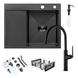 Комплект кухонної мийки Kroner KRP Schwarze 6350RHM PVD ST06 nero SL42155 фото 1