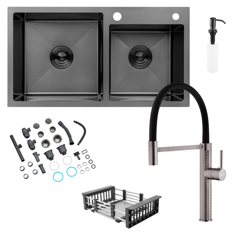 Комплект кухонної мийки 7843ZHM PVD Schwarze - FlexFlow ST430085 фото