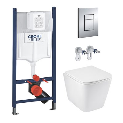 Комплект 4 в 1: Інсталяція GROHE Rapid SL 3 в 1 3884966Q + Унітаз безободковий Kroner Eifel WHI523629 RIMLESS з сидінням Slim Duroplast / Soft-close / Quick relase KE523629WHIR (3884966KE523629) CV033821 фото