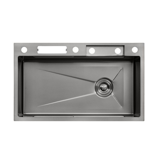 Кухонна мийка Kroner KRP Schwarze - SET7545NB PVD (3.0/0.8 мм) CV033805 фото