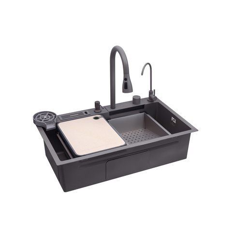 Кухонна мийка Kroner KRP Schwarze - SET7545NG PVD (3.0/0.8 мм) CV033806 фото