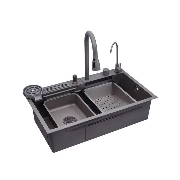 Кухонная мойка Kroner KRP Schwarze - SET7545NG PVD (3.0/0.8 мм) CV033806 фото
