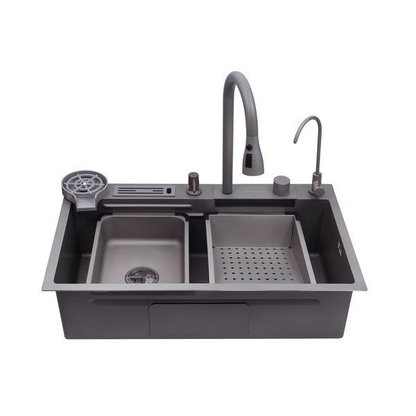 Кухонная мойка Kroner KRP Schwarze - SET7545NG PVD (3.0/0.8 мм) CV033806 фото