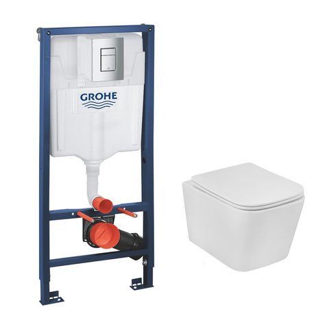 Комплект 4 в 1: Інсталяція Grohe Rapid SL 3 в 1 38772001 + Унітаз безободковий Kroner Eifel WHI483429 TORNADO з сидінням Slim Duroplast / Soft-close / Quick relase KE483429WHIT (38772001KE483429) CV033823 фото