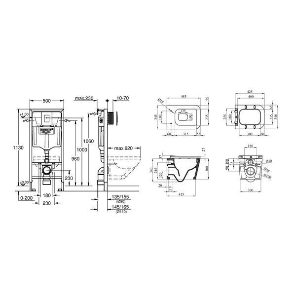 Комплект 4 в 1: Инсталляция Grohe Rapid SL 3 в 1 38772001 + Унитаз безободковый Kroner Eifel WHI483429 TORNADO с сиденьем Slim Duroplast / Soft-close / Quick relase KE483429WHIT (38772001KE483429) CV033823 фото