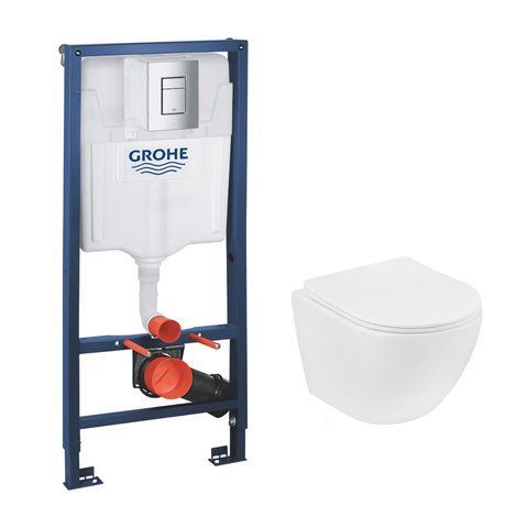 Комплект 4 в 1: Інсталяція Grohe Rapid SL 3 в 1 38772001 + Унітаз безободковий Kroner Harz WHI483632 TORNADO з сидінням Slim Duroplast / Soft-close / Quick relase KH483632WHIT (38772001KH483632) CV033824 фото