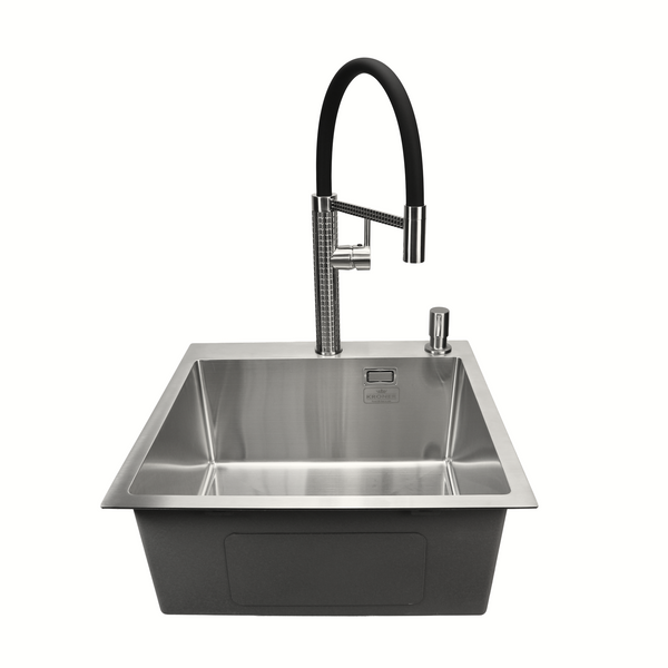 Комплект кухонної мийки Kroner KRP Geb&uuml;rstet 50х50HM ST15 BLK SL43895 фото