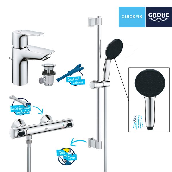 Комплект змішувачів для душу з термостатом Grohe QuickFix UA202503TS CV030629 фото