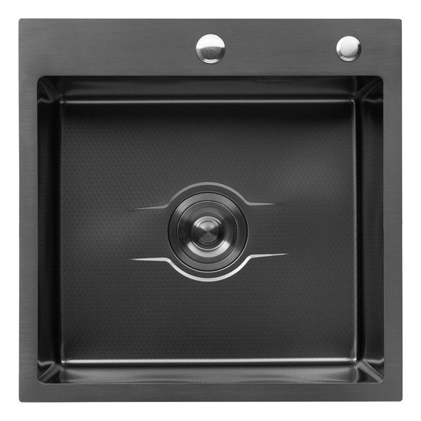Комплект кухонної мийки Kroner KRP Derby 5050HM PVD ST19 nero SL43822 фото