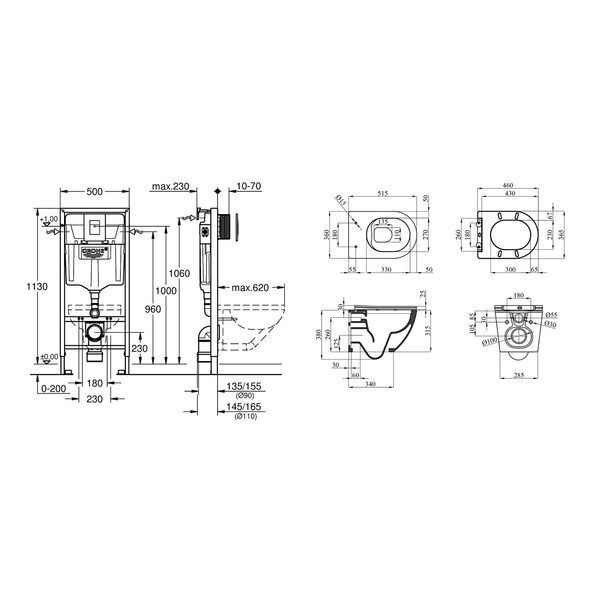 Комплект 4 в 1: Інсталяція Grohe Rapid SL 3 в 1 38772001 + Унітаз безободковий Kroner Harz WHI523632 RIMLESS з сидінням Slim Duroplast / Soft-close / Quick relase KH523632WHIR (38772001KH523632) CV033826 фото