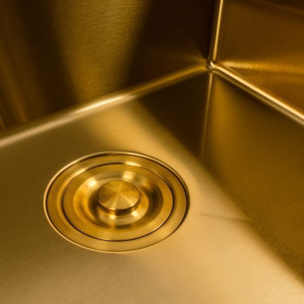 Комплект кухонної мийки Platinum Handmade 50*50 PVD Gold pl23555 фото