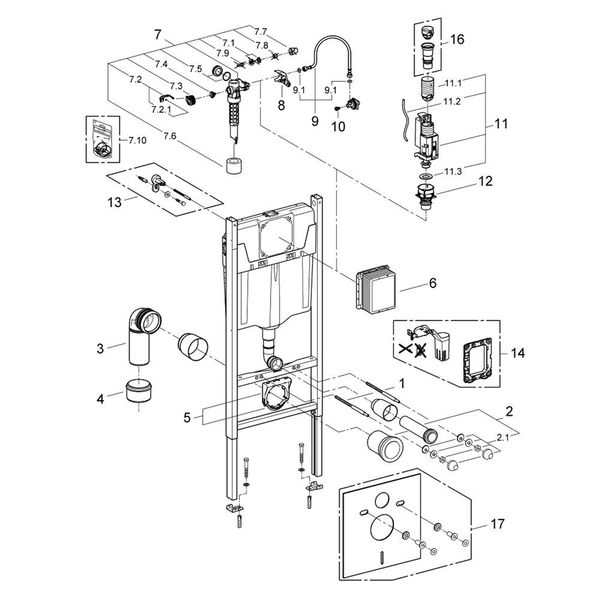 Комплект 4 в 1: Інсталяція GROHE Rapid SL 3 в 1 3884966Q + Унітаз безободковий Kroner Oker WHI533536 RIMLESS з сидінням Slim Duroplast / Soft-close / Quick relase KO533536WHIR (3884966KO533536) CV033827 фото